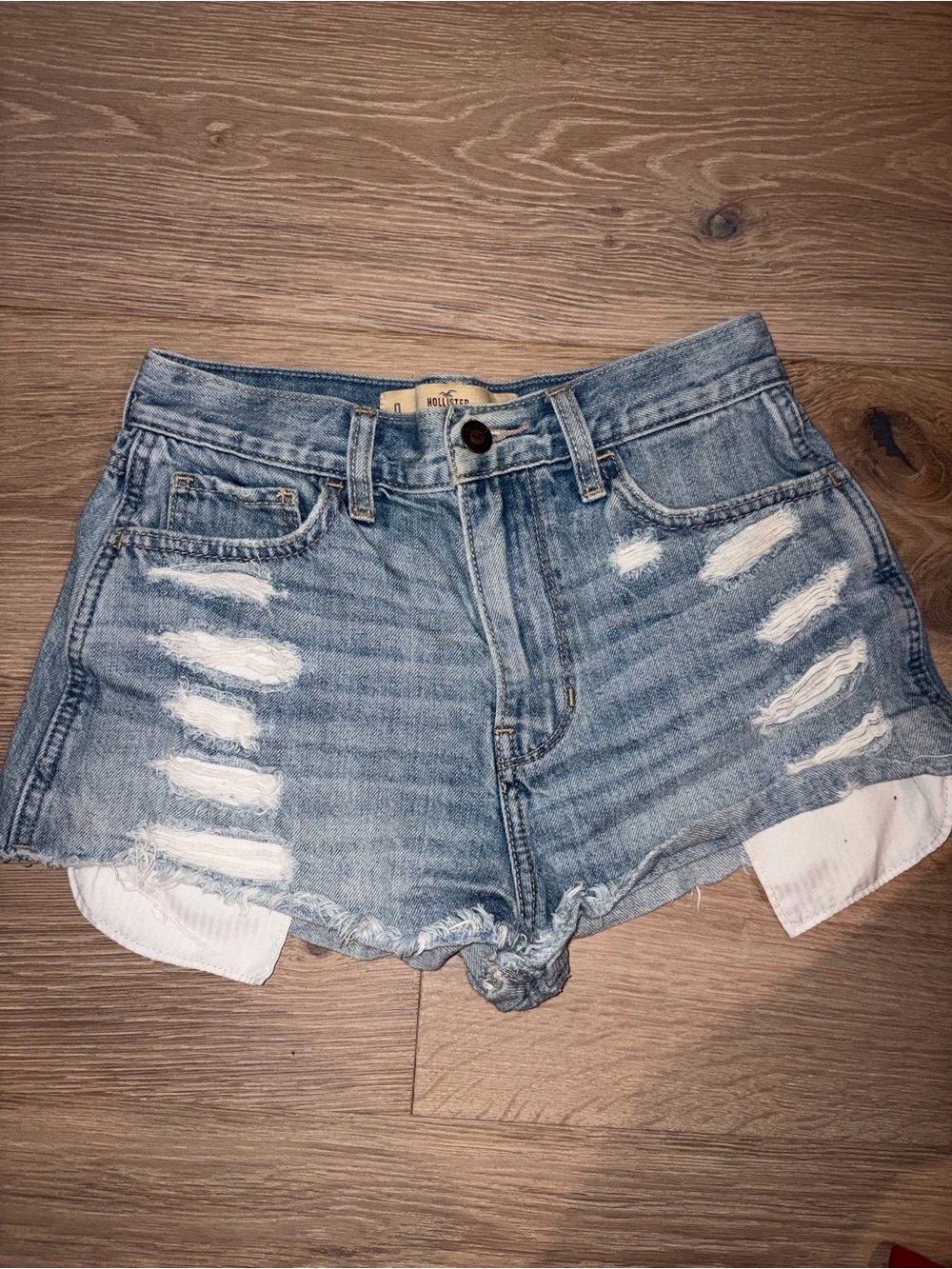 Hollister Blue Distressed High Rise Vintage 24” Denim Shorts - Women